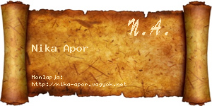 Nika Apor névjegykártya
